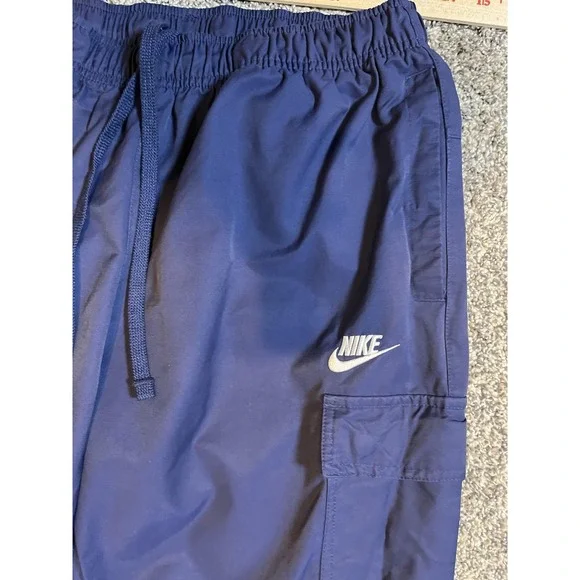 Nike Cargo Jogger Pants Mens Medium Navy Blue Tech Utility Nylon Cotton Elastic - Picture 5 of 11